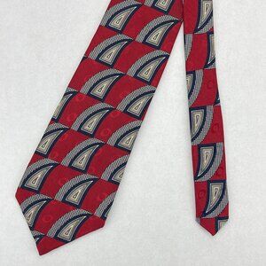 Robert Talbott Studio Mens Silk Necktie Red Blue Geometric Luxury Designer USA